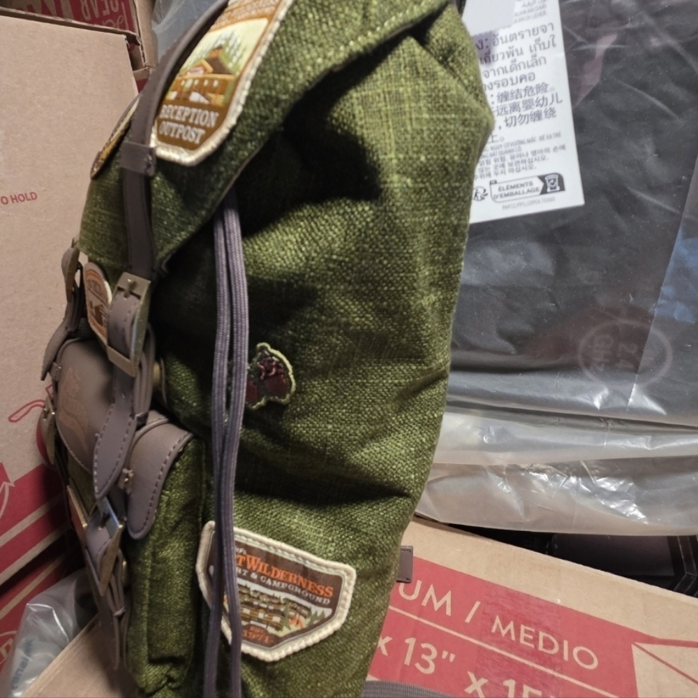 Disney Fort Wilderness Campground Mickey Patches Canvas Loungefly Backpack - Picture 3 of 5